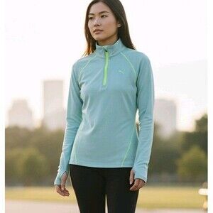 PUMA Sport Lifestyle Quarter Zip Pullover Top Women's Sz S Dry Cell Golf Tennis